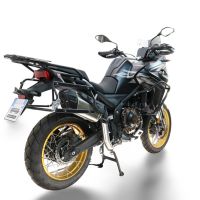 GPR TECH compatível com  Voge 625DSX 2024/2026 e5 Par de malas laterais em alumínio com o lado direito contornado, cor preta com porta-bagagem específico Capacidade 38 LT. + 32 LT.