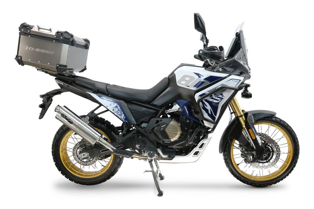  Voge DS 800 Rally 2025/2026 Top Case Alpi-Tech em titânio, cor natural com placa específica incluída Capacidade Litros 55