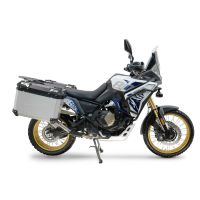 GPR TECH compatível com  Voge DS 800 Rally 2025/2026 e5 plus Par de malas laterais em alumínio com o lado direito contornado, cor prata com porta-bagagem específic TECH-EVO o Capacidade 38 LT. + 32 LT.