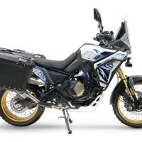 GPR TECH compatível com  Voge DS 800 Rally 2025/2026 Par de malas laterais em alumínio com o lado direito contornado, cor preta com porta-bagagem específic TECH-EVO o Capacidade 38 LT. + 32 LT.