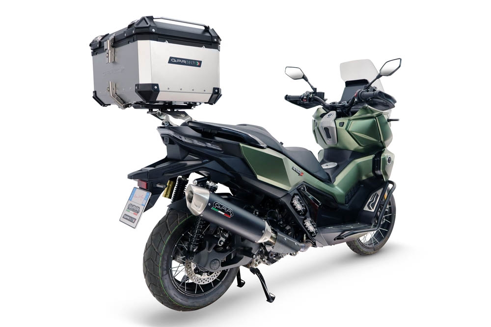 Top case maletas GPR TECH compatível com Voge SR 450 X 2026/2027 e5 plus Top Case Alpi-Tech em alumínio, com porta-bagagens específico em alumínio cor preto com placa específica incluída Capacidade Litros 45