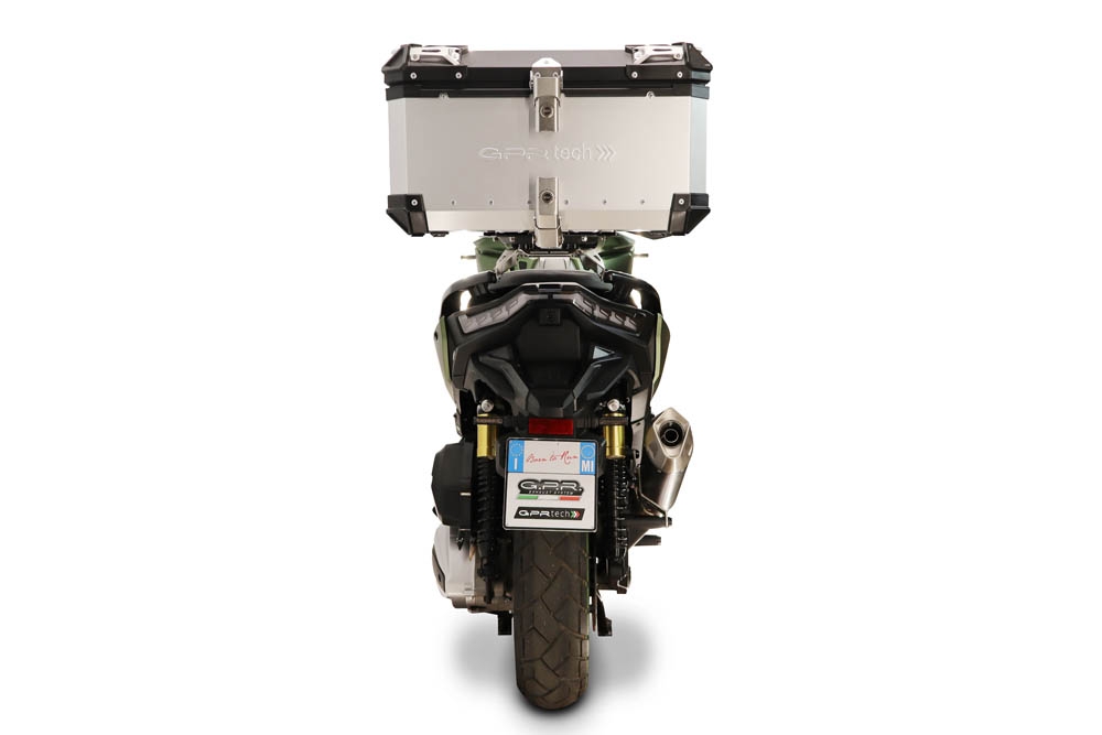 Top case maletas GPR TECH compatível com Voge SR 450 X 2026/2027 e5 plus Top Case Alpi-Tech em alumínio, com porta-bagagens específico em alumínio cor preto com placa específica incluída Capacidade Litros 45