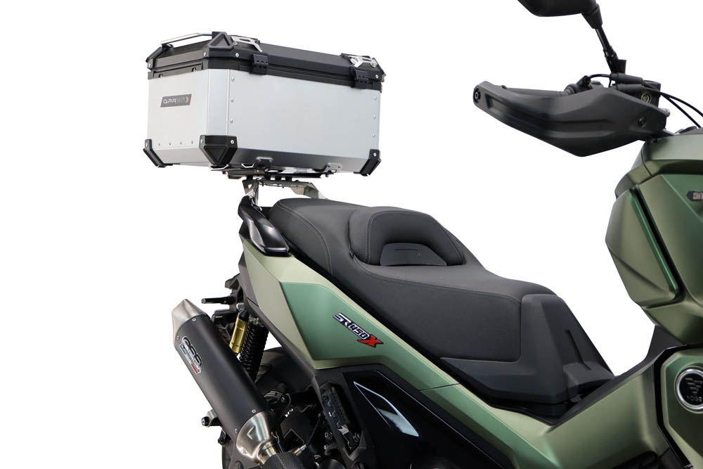 Top case maletas GPR TECH compatível com Voge SR 450 X 2026/2027 e5 plus Top Case Alpi-Tech em alumínio, com porta-bagagens específico em alumínio cor preto com placa específica incluída Capacidade Litros 45