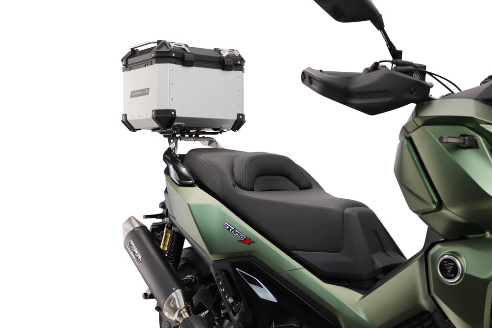 Top case maletas GPR TECH compatível com Voge SR 450 X 2026/2027 e5 plus Top Case Alpi-Tech em alumínio, com porta-bagagens específico em alumínio cor preto com placa específica incluída Capacidade Litros 26