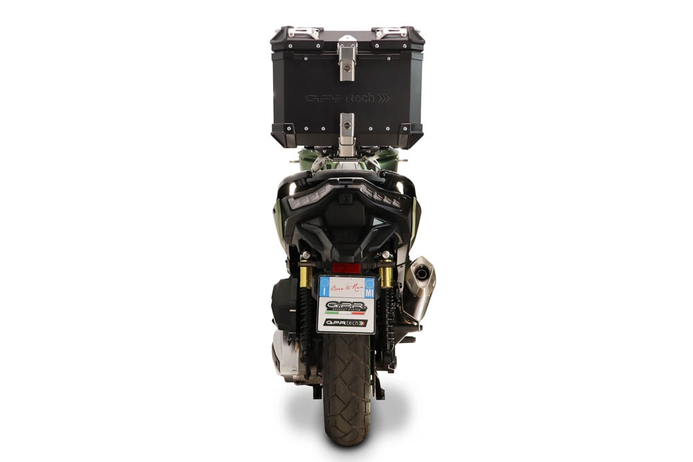 Top case maletas GPR TECH compatível com Voge SR 450 X 2026/2027 e5 plus Top Case Alpi-Tech em alumínio, com porta-bagagens específico em alumínio cor preto com placa específica incluída Capacidade Litros 26