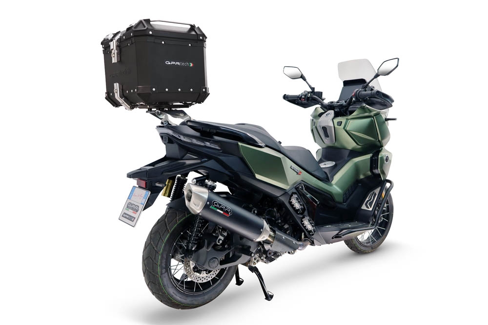 Top case maletas GPR TECH compatível com Voge SR 450 X 2026/2027 e5 plus Top Case Alpi-Tech em alumínio, com porta-bagagens específico em alumínio cor preto com placa específica incluída Capacidade Litros 26
