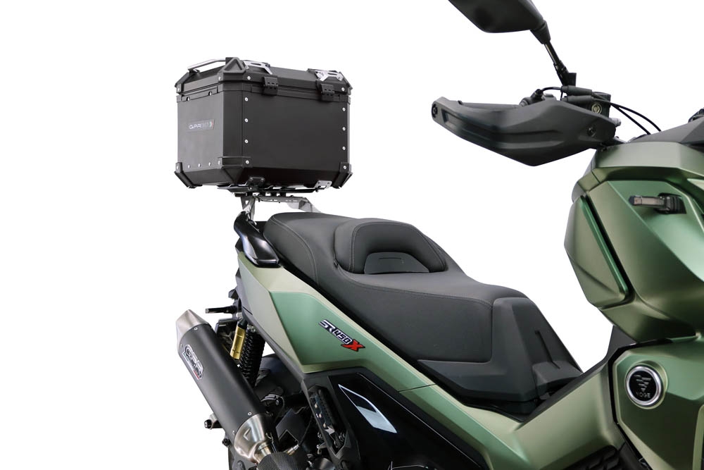 Top case maletas GPR TECH compatível com Voge SR 450 X 2026/2027 e5 plus Top Case Alpi-Tech em alumínio, com porta-bagagens específico em alumínio cor preto com placa específica incluída Capacidade Litros 26