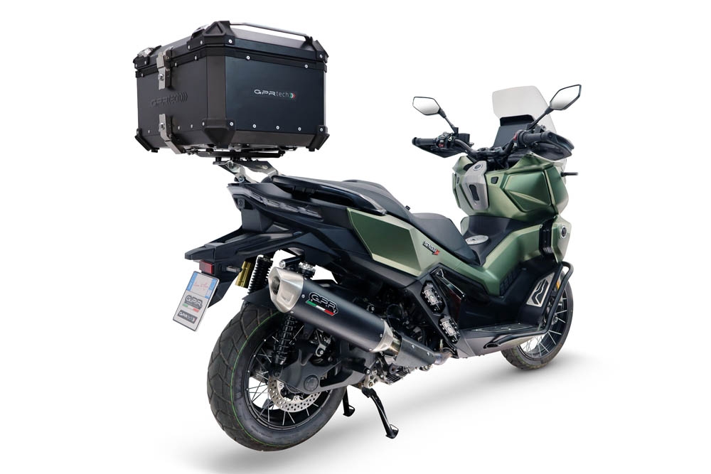 Top case maletas GPR TECH compatível com Voge SR 450 X 2026/2027 e5 plus Top Case Alpi-Tech em alumínio, com porta-bagagens específico em alumínio cor preto com placa específica incluída Capacidade Litros 45