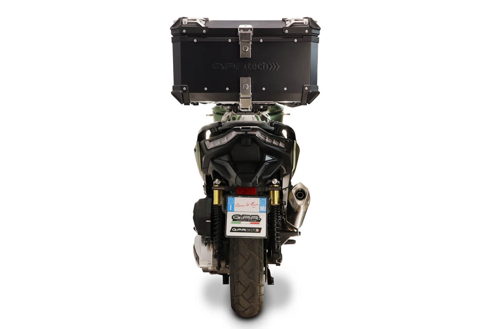 Top case maletas GPR TECH compatível com Voge SR 450 X 2026/2027 e5 plus Top Case Alpi-Tech em alumínio, com porta-bagagens específico em alumínio cor preto com placa específica incluída Capacidade Litros 45
