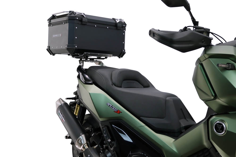 Top case maletas GPR TECH compatível com Voge SR 450 X 2026/2027 e5 plus Top Case Alpi-Tech em alumínio, com porta-bagagens específico em alumínio cor preto com placa específica incluída Capacidade Litros 45