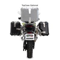 GPR TECH compatível com  Voge 900DSX 2024/2025 e5 Par de malas laterais em alumínio cor prata ,com o lado direito contornado, com porta-bagagem específico cor negro Capacidade 38 LT. + 32 LT.
