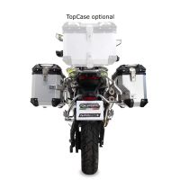 GPR TECH compatível com  Voge 900DSX 2024/2025 e5 Par de malas laterais em alumínio cor prata ,com o lado direito contornado, com porta-bagagem específico cor prata  Capacidade 38 LT. + 32 LT.