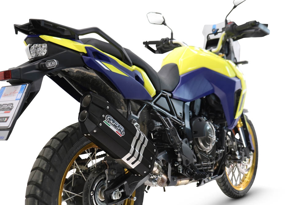 Escape compatível com Suzuki V-STROM DL 800 DE - SE 2023-2025, Hyper Sonic Black Titanium, Escape legal, homologado, silenciador com db killer removível e tubo de ligação específico 