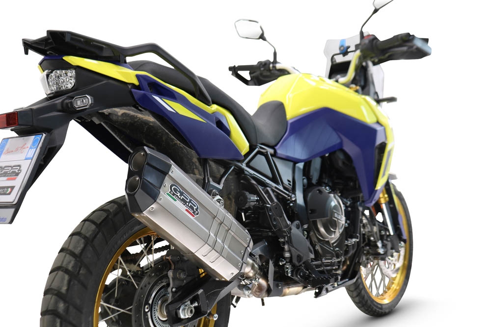 Escape compatível com Suzuki V-STROM DL 800 DE - SE 2023-2025, Hyper Sonic Titanium, Escape legal, homologado, silenciador com db killer removível e tubo de ligação específico 