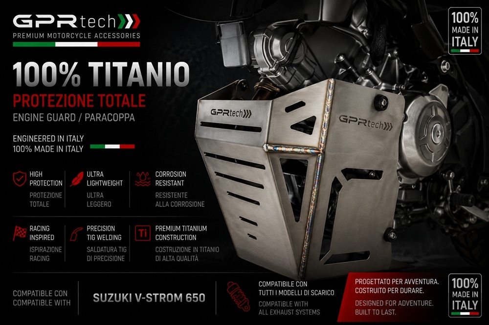 GPR TECH compatível com Suzuki V-Strom Dl 650 2017/2020 e4 Placa antiderrapante de titânio 