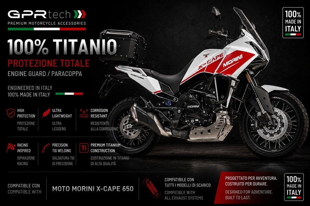 GPR TECH compatível com Moto Morini X-CAPE 650 2021/2024 e5 Placa antiderrapante de titânio 