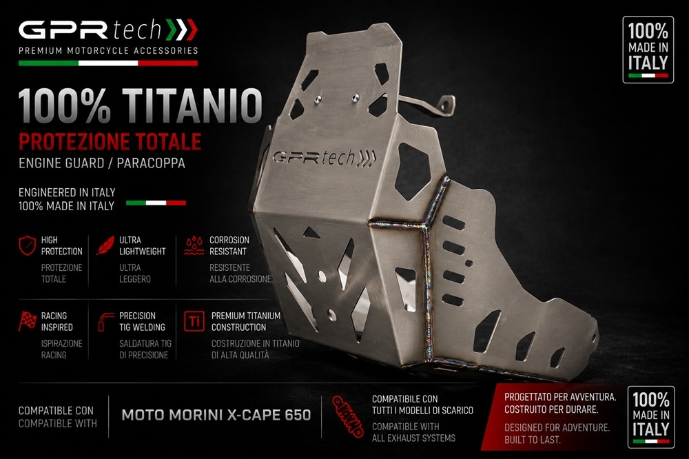 GPR TECH compatível com Moto Morini X-CAPE 650 2021/2024 e5 Placa antiderrapante de titânio 
