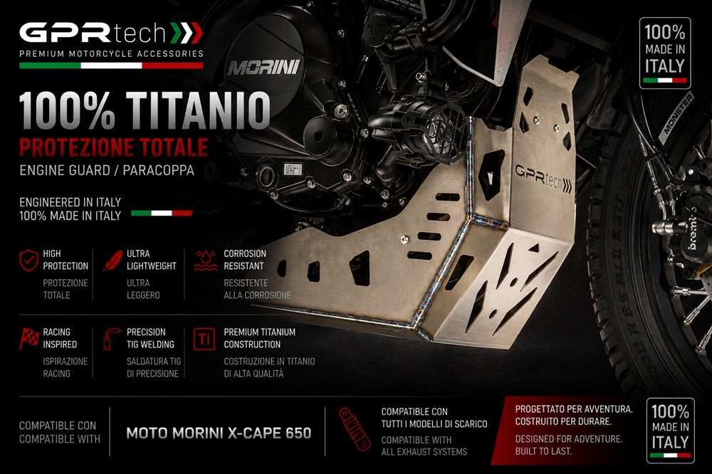 GPR TECH compatível com Moto Morini X-CAPE 650 2021/2024 e5 Placa antiderrapante de titânio 