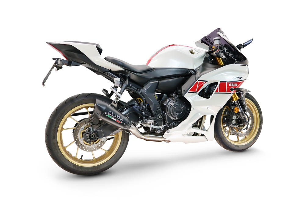 GPR escape compatível com Yamaha YZF R7 2021-2024, GP-Revo Black Titanium, Escape homologado, legal para mercados NÃO europeus, incluindo tubo de ligação e db killer removível 