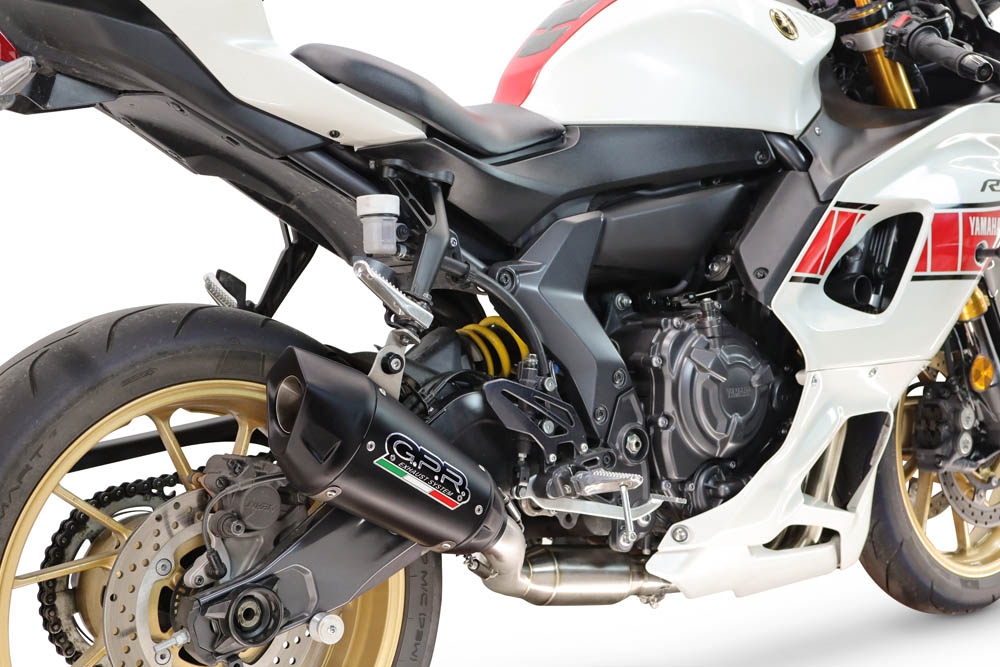 GPR escape compatível com Yamaha YZF R7 2021-2024, GP-Revo Black Titanium, Escape homologado, legal para mercados NÃO europeus, incluindo tubo de ligação e db killer removível 