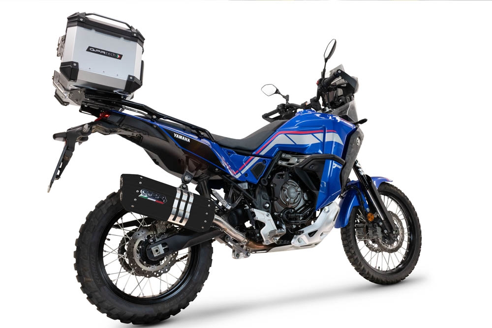 Escape compatível com Yamaha Tenere 700 2021-2024, Hyper Sonic Black Titanium, Escape legal, homologado, silenciador com db killer removível e tubo de ligação específico 