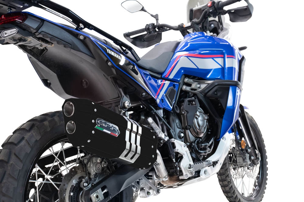 Escape compatível com Yamaha Tenere 700 2021-2024, Hyper Sonic Black Titanium, Escape legal, homologado, silenciador com db killer removível e tubo de ligação específico 