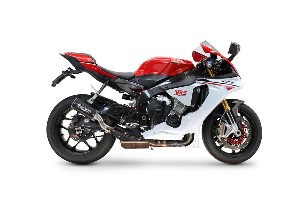 GPR escape compatível com  Yamaha Yzf R1-R1-M 2020-2025, M3 Black Titanium, Escape legal, homologado, silenciador com db killer removível e tubo de ligação específico 