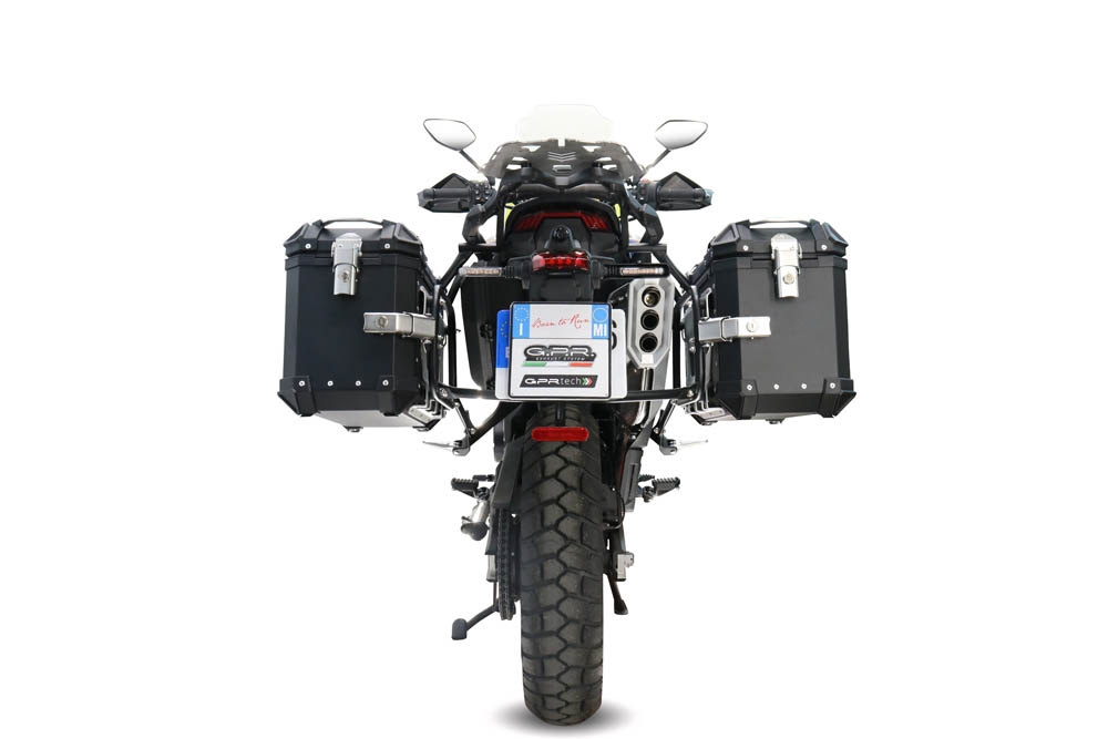 GPR TECH compatível com  Zontes 703 F 2025/2026 Par de malas laterais em alumínio cor preta com porta-bagagem específico Capacidade 38 LT. + 38 LT.