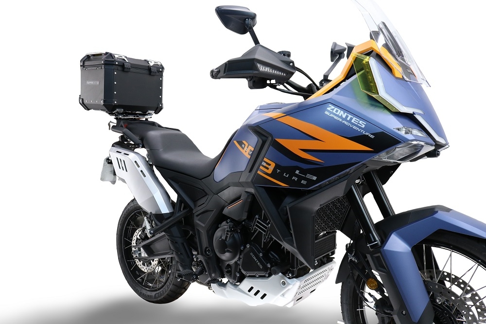GPR TECH compatível com Zontes 703 F 2025/2026 Top Case Alpi-Tech em alumínio, cor preta com placa específica incluída Capacidade Litros 35