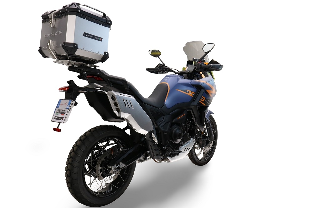 GPR TECH compatível com Zontes 703 F 2025/2026 Top Case Alpi-Tech em alumínio, cor prata com placa específica incluída Capacidade Litros 35