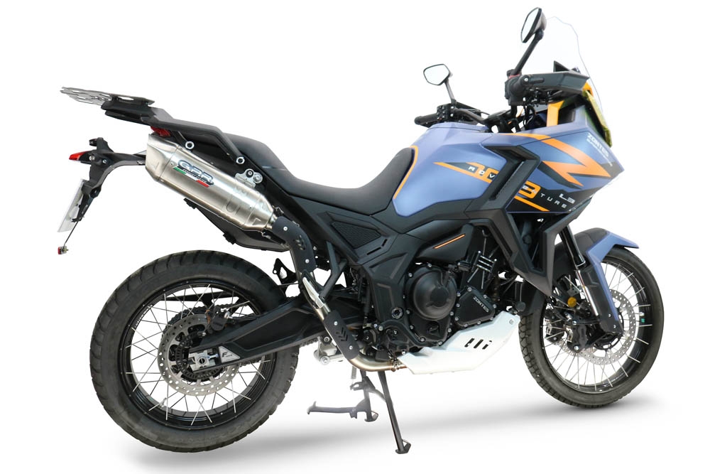 GPR escape compatível com  Zontes 703 F 2025-2026, Furore-X Acciaio Inox, Escape legal, homologado, silenciador com db killer removível e tubo de ligação específico 