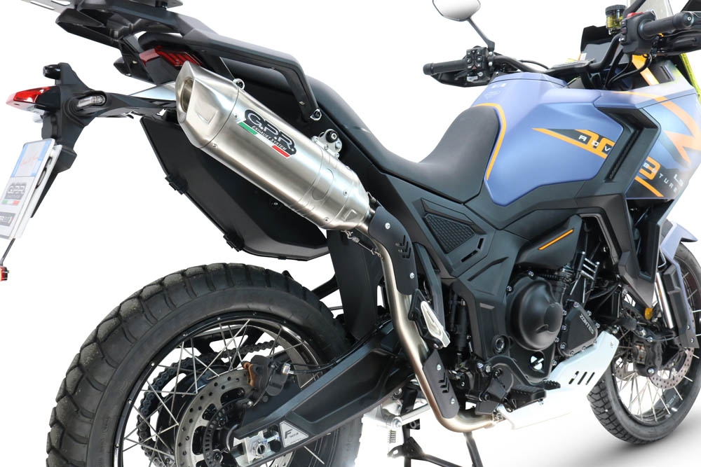 GPR escape compatível com  Zontes 703 F 2025-2026, Furore-X Acciaio Inox, Escape legal, homologado, silenciador com db killer removível e tubo de ligação específico 