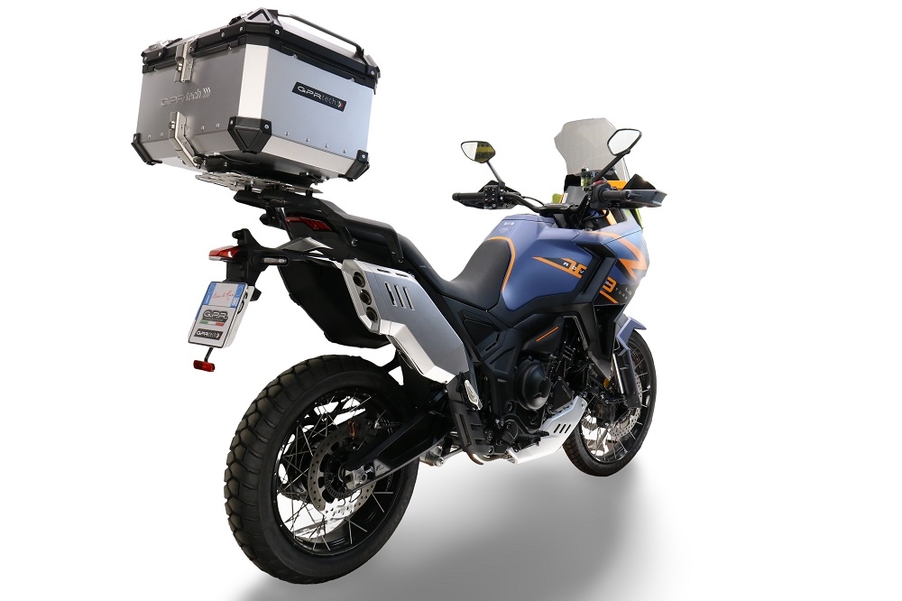 GPR TECH compatível com Zontes 703 F 2025/2026 Top Case Alpi-Tech em alumínio, cor prata com placa específica incluída Capacidade Litros 45