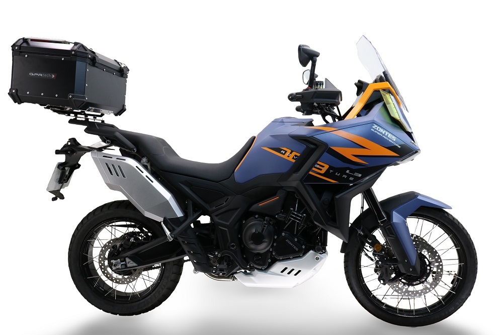 GPR TECH compatível com Zontes 703 F 2025/2026 Top Case Alpi-Tech em alumínio, cor preta com placa específica incluída Capacidade Litros 45