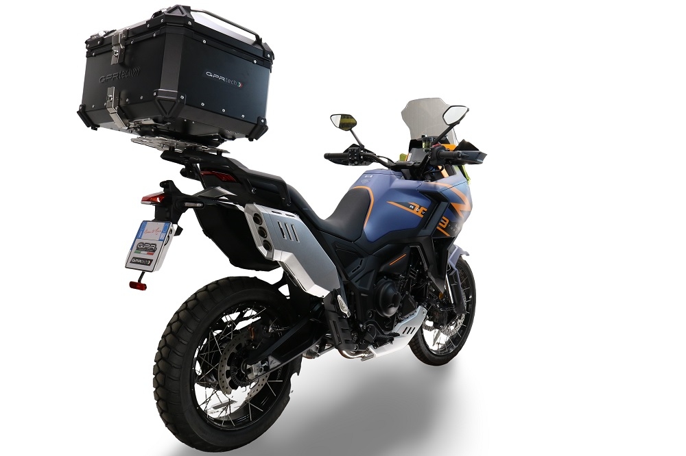 GPR TECH compatível com Zontes 703 F 2025/2026 Top Case Alpi-Tech em alumínio, cor preta com placa específica incluída Capacidade Litros 45