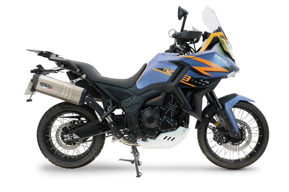 GPR escape compatível com  Zontes 703 F 2025-2026, Hyper Sonic Black Titanium, Escape legal, homologado, silenciador com db killer removível e tubo de ligação específico 