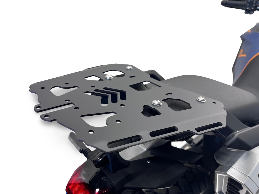 GPR TECH compatível com Zontes 703 F 2025/2026 Placa de encaixe específica Top Case ALPITECH 35-45-55 LT compatível com bagageiro original, aço inox com 4 pontos de ancoragem