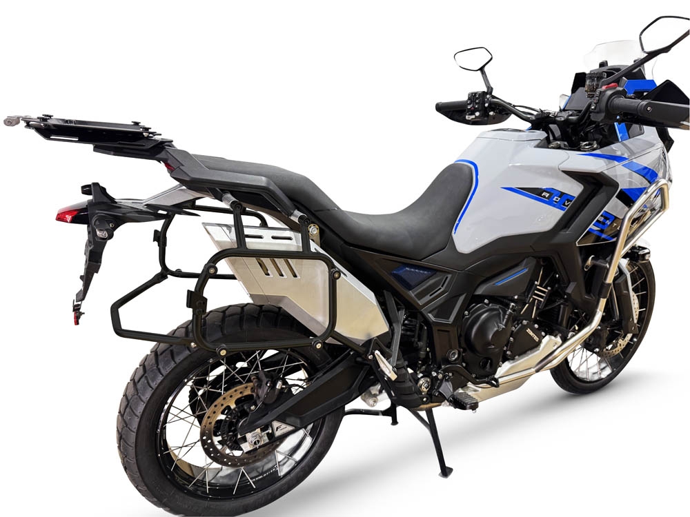 GPR TECH compatível com  Zontes 703 F 2025/2026 Rack específico para malas laterais 38 Lt + 38 Lt cor preto Capacidade 38 LT. + 38 LT.